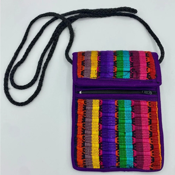 Handbags - VINTAGE 1980s Native Guatemalan Small Padded Crossbody Embroidered Bohemian Bags